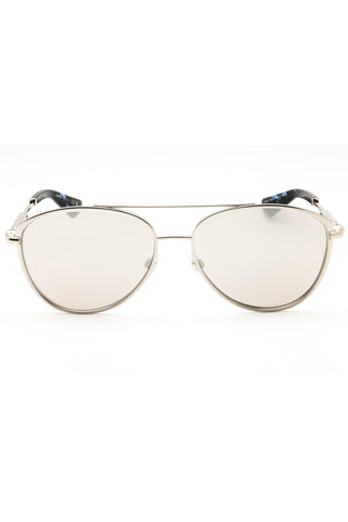 Burberry 0BE3157 men's silver metal aviator sunglasses with a double bridge and black temple tips.