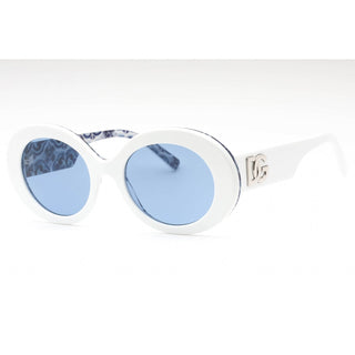 Lunettes de soleil Dolce &amp; Gabbana 0DG4448 Blanc sur bleu Maiolica / Argent miroir bleu clair