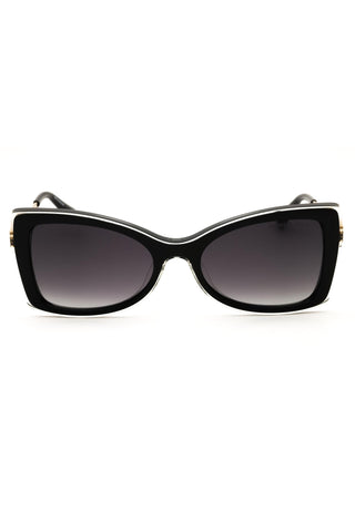 Michael Kors women's cat eye sunglasses in black injected propionate with dark gradient lenses and gold-tone accents.