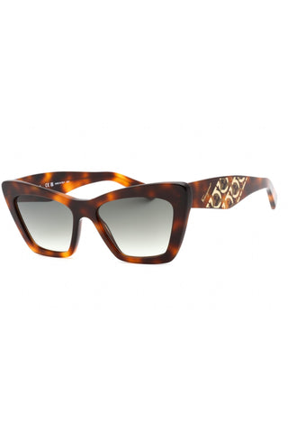 Salvatore Ferragamo SF1081SE women's cat-eye sunglasses in tortoiseshell acetate with gold logo detailing on the temples.
