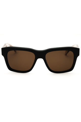 Salvatore Ferragamo SF1087SN men's rectangular acetate sunglasses with a black frame and brown lenses.