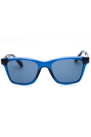 Salvatore Ferragamo SF2001S unisex rectangular sunglasses with a translucent blue injected propionate frame.