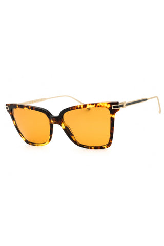 Salvatore Ferragamo SF2036S cat-eye sunglasses with a tortoiseshell acetate frame and vibrant orange lenses.