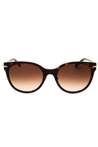 Tiffany 0TF4223D women's round sunglasses featuring a tortoise acetate frame and brown gradient lenses.