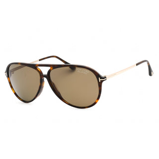 Tom Ford FT0909 Sunglasses Shiny Dark Havana / Brown Gradient