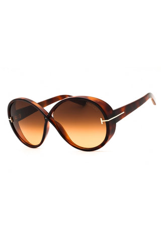 Oversized Tom Ford FT1116 sunglasses in tortoise shell propionate with gradient brown lenses and gold T-logo accents.
