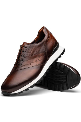 Testo Leather Sneaker - Brown-Dellamoda