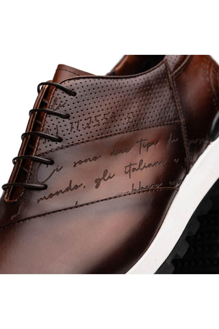 Testo Leather Sneaker - Brown-Dellamoda