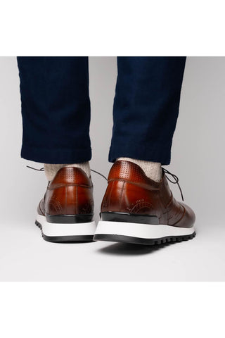 Testo Leather Sneaker - Brown-Dellamoda