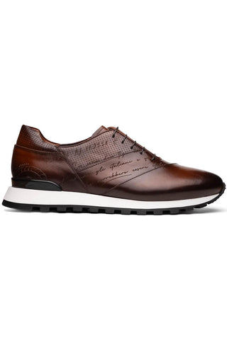 Testo Leather Sneaker - Brown-Dellamoda
