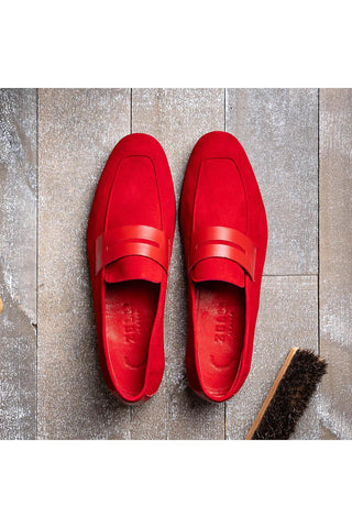 Tippa Suede Loafer - Red-Dellamoda