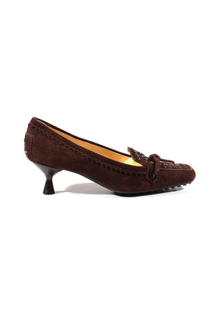 Tods Designer Shoes Designer Brown Leather Pumps (TDW05)