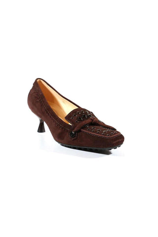 Tods Designer Shoes Designer Brown Leather Pumps (TDW05)