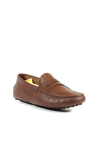 Tods Men's Designer Shoes Gommini Driving Textured leather Loafers Brown (TDM22)
