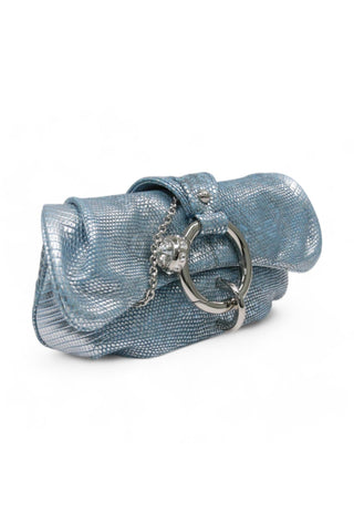 Tods Handbag Snake Embossed Leather Evening Bag Blue (TD1742)