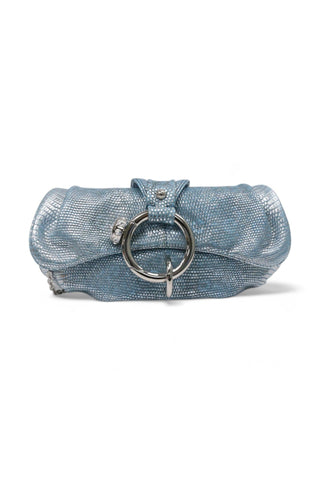 Tods Handbag Snake Embossed Leather Evening Bag Blue (TD1742)
