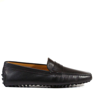Tods Men Designer Shoes Gommini Driving Leather Square Toe Loafers Black (TDM25)-AmbrogioShoes