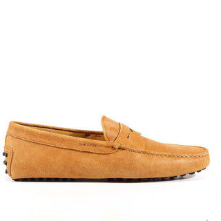 Tods Men Designer Shoes Gommini Textured leather Moccasin Nuovo Beige(TDM31)-AmbrogioShoes
