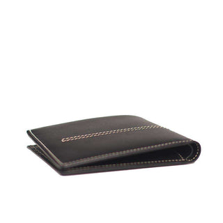 Tods Mens Wallet Black Smooth Leather with White Stitching (T131)-AmbrogioShoes
