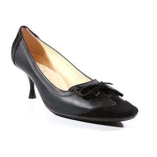 Tod's Women's Shoes Black Designer Leather Low Heel Pumps (TDW13)-AmbrogioShoes
