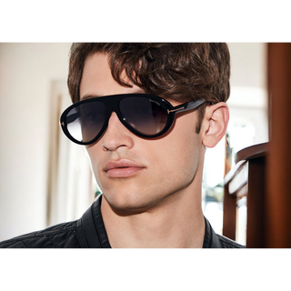 Tom Ford Camillo FT0988 Sunglasses Shiny Black / Gradient Smoke Unisex-AmbrogioShoes