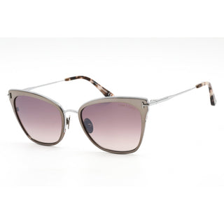 Tom Ford FT0843 Sunglasses Shiny Dark Ruthenium / Bordeaux Mirror Women's-AmbrogioShoes