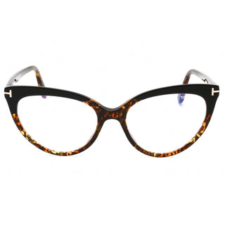 Tom Ford FT5674-B Eyeglasses Shiny Black/Vintage Leopard / Clear Blue-light blo-AmbrogioShoes