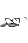 001 - shiny black/clear/blue-light block lens