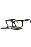 001 - shiny black/clear/blue-light block lens