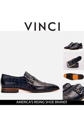 Vinci Strat Crocodile Leather Loafer - Navy