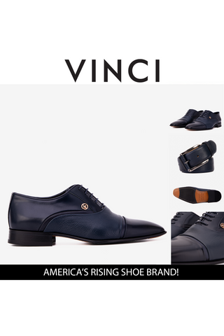 Vinci Rockwell Leather Oxford - Navy