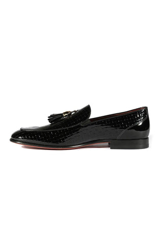 Valentino 19673 Black Woven Patent Tassels Formal Loafers (VAL1005)