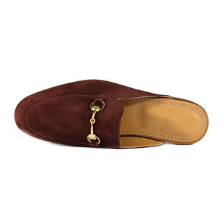 Valentino 19700 Amarone Suede Slipper Mules (VAL1004)-AmbrogioShoes
