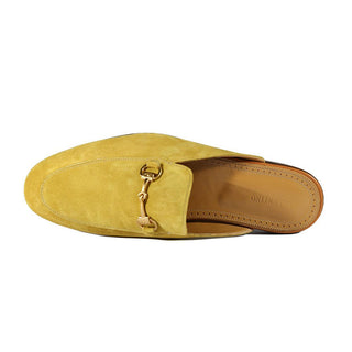 Valentino 19700 Golden Lime Suede Leather Slipper Mules (VAL1003)-AmbrogioShoes