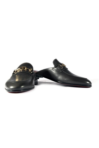Valentino 19700/M Gray Leather Slipper Mules (VAL1001)