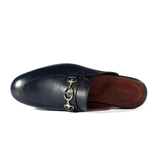 Valentino 19700/M Navy Blue Calf-Skin Leather Slipper Mules (VAL1002)-AmbrogioShoes