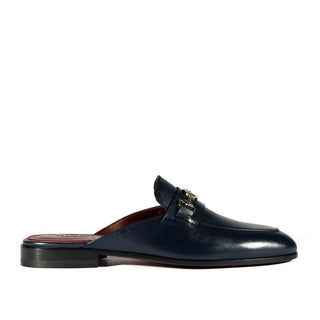 Valentino 19700/M Navy Blue Calf-Skin Leather Slipper Mules (VAL1002)-AmbrogioShoes