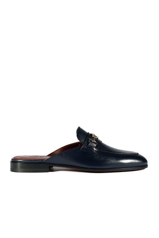 Valentino 19700/M Navy Blue Leather Slipper Mules (VAL1002)