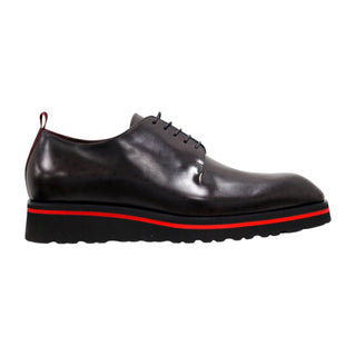 Valentino Dante Men's Shoes Polished Calf-Skin Leather "V" logo Derby Oxfords (VAL1009)-AmbrogioShoes