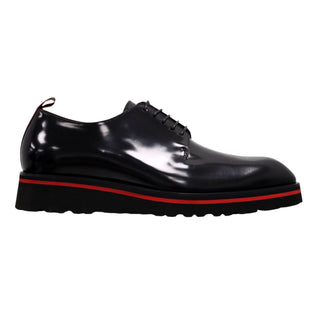 Valentino Dante Men's Shoes Polished Calf-Skin Leather "V" logo Derby Oxfords (VAL1009)-AmbrogioShoes