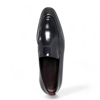 Valentino Deacon 19521 Men's Shoes Polished Calf-Skin Leather Slip-On Black Loafers (VAL1008)-AmbrogioShoes