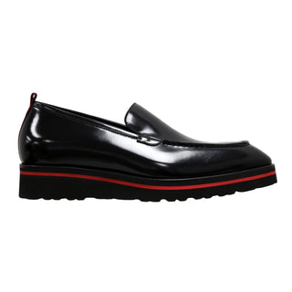 Valentino Deacon 19521 Men's Shoes Polished Calf-Skin Leather Slip-On Black Loafers (VAL1008)-AmbrogioShoes