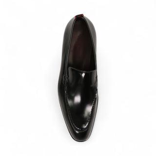 Valentino Deacon 19521 Polished Calf-Skin Leather Slip-On Black Loafers (VAL1008)-AmbrogioShoes