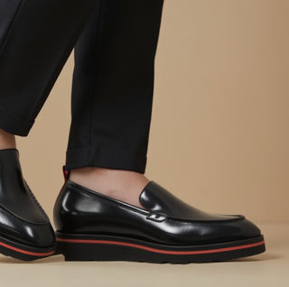 Valentino Deacon 19521 Polished Calf-Skin Leather Slip-On Black Loafers (VAL1008)-AmbrogioShoes