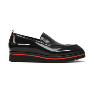 Valentino Deacon 19521 Polished Calf-Skin Leather Slip-On Black Loafers (VAL1008)-AmbrogioShoes