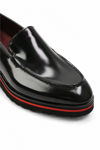 Valentino Deacon 19521 Polished Leather Slip-On Black Loafers (VAL1008)