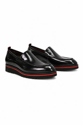 Valentino Deacon 19521 Polished Leather Slip-On Black Loafers (VAL1008)