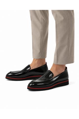 Valentino Deacon 19521 Polished Leather Slip-On Black Loafers (VAL1008)