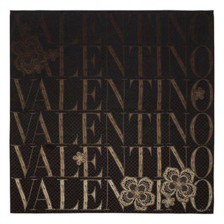 Valentino Silk Scarf With Logo Design In Dark Brown & Beige (VTS102)-AmbrogioShoes