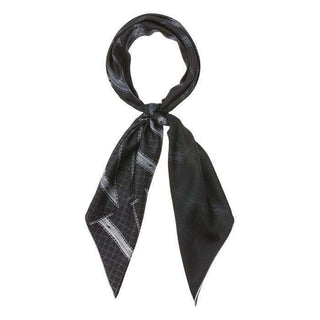 Valentino Silk Scarf with Logo Design in Black & Dark Grey (VTS101)-AmbrogioShoes